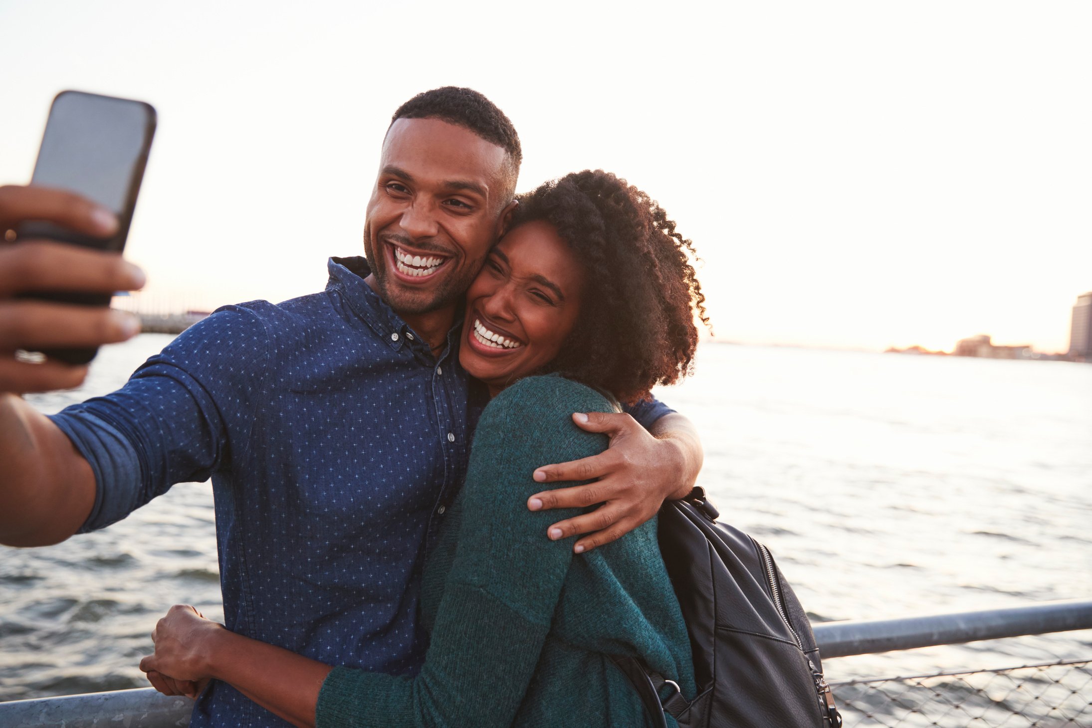 Young Black Couple Taking Photo